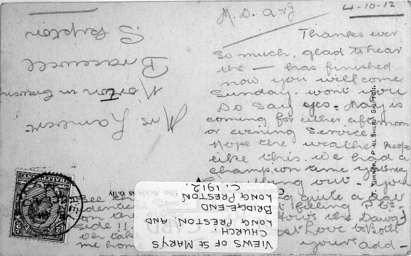 Postcard Reverse Exit/Old Photographs of Long Preston/Churches & Chapels/Composite ...